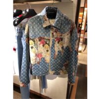 Louis Vuitton Men LV Monogram Flower Printed Blue Denim Jacket Regular Fi (5)