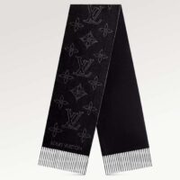 Louis Vuitton Unisex LV Mahina Flight Mode Scarf Black Cashmere Wool M77902 (8)