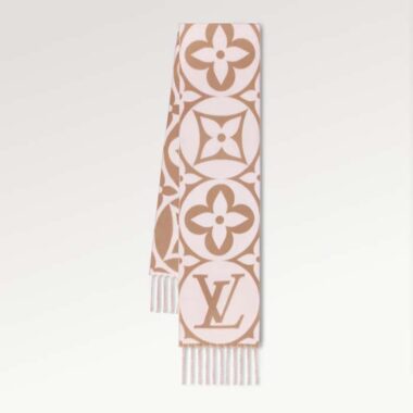 Louis Vuitton Unisex LV Medallion Scarf Beige Wool Jacquard M79213