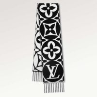 Louis Vuitton Unisex LV Medallion Scarf Black Wool Jacquard M79212