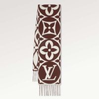 Louis Vuitton Unisex LV Medallion Scarf Brown Wool Jacquard M79215 (6)