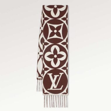 Louis Vuitton Unisex LV Medallion Scarf Brown Wool Jacquard M79215