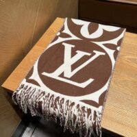 Louis Vuitton Unisex LV Medallion Scarf Brown Wool Jacquard M79215 (6)