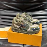 Louis Vuitton Unisex LV Trainer Maxi Sneaker Khaki Green Calf Leather 1ACNCZ (4)