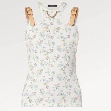 Louis Vuitton Women LV Floral Print Eyelet Belt Tank Top 1AFGRL