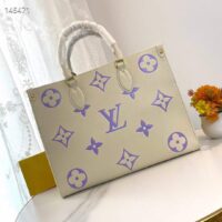 Louis Vuitton Women OnTheGo MM Tote Latte Bubble Tea Purple Embossed Grained Cowhide Leather (13)