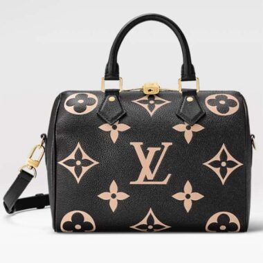 Louis Vuitton Women Speedy Bandoulière 25 Black Embossed Grained Cowhide M58947