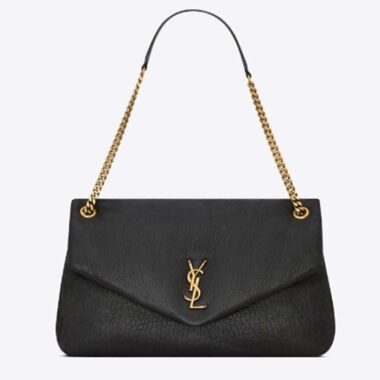 Saint Laurent YSL Women Calypso Large Grained Lambskin Black Brass