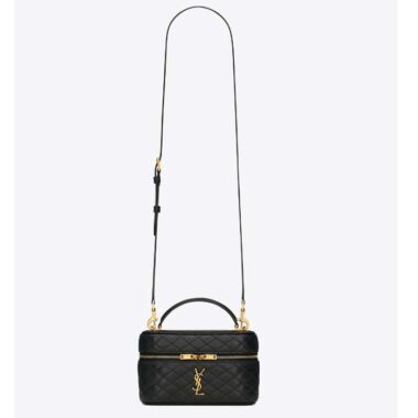 Saint Laurent YSL Women Gaby Vanity Bag Lambskin Black Leather