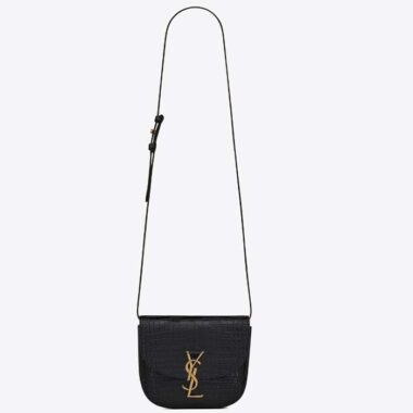 Saint Laurent YSL Women Kaia Small Satchel Shiny Crocodile-Embossed Leather