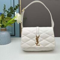 Saint Laurent YSL Women LE 57 Hobo Bag Quilted Lambskin White (9)