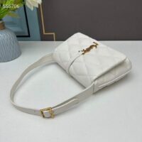 Saint Laurent YSL Women LE 57 Hobo Bag Quilted Lambskin White (9)