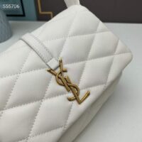 Saint Laurent YSL Women LE 57 Hobo Bag Quilted Lambskin White (9)