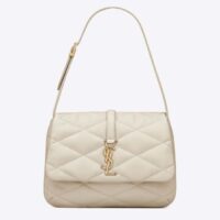 Saint Laurent YSL Women LE 57 Hobo Bag Quilted Lambskin White (9)