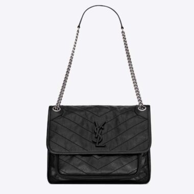 Saint Laurent YSL Women Niki Medium Vintage Leather Black Calfskin Brass