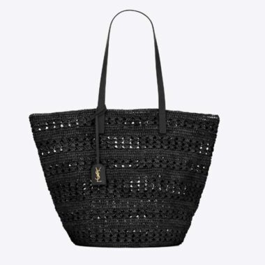 Saint Laurent YSL Women Panier Medium Bag Raffia Black