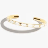 Chanel Women CC Cuff Metal Gold White Ref. ABC986 B16125 NW384 (7)