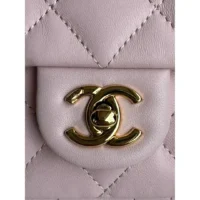 Chanel Women CC Mini Flap Bag Top Handle Lambskin Resin Light Pink (10)