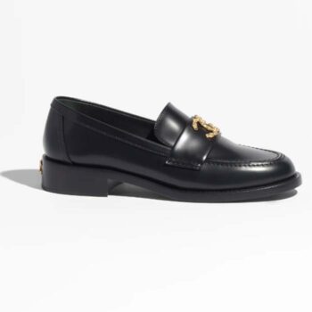 Chanel Women CC Moccasins Calfskin Metal Black 3 CM Heel