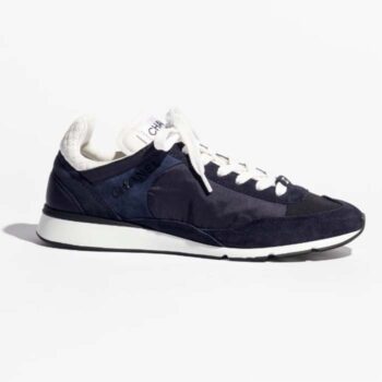 Chanel Women CC Sneakers Fabric Suede Kidskin Suede Calfskin Navy Black