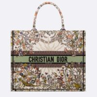 Dior Unisex Large Dior Book Tote Ecru Multicolor 4 Saisons Automne Soleil Embroidery