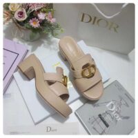 Dior Women CD 30 Montaigne Heeled Slide Powder Pink Calfskin (3)