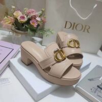 Dior Women CD 30 Montaigne Heeled Slide Powder Pink Calfskin (3)