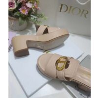 Dior Women CD 30 Montaigne Heeled Slide Powder Pink Calfskin (3)