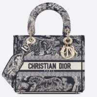 Dior Women CD Medium Lady D-Lite Bag Blue Toile De Jouy Reverse