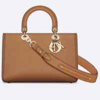 Dior Women CD Medium Lady D-Sire My ABCDior Bag Dark Brandy Bull Leather