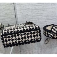 Dior Women CD Mini Lady D-Lite Bag Black White Houndstooth Embroidery (7)