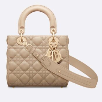 Dior Women CD Small Lady Dior My ABCDior Bag Sand Cannage Lambskin