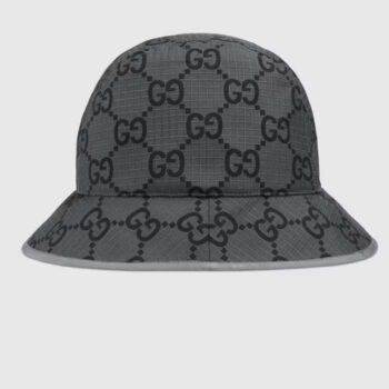 Gucci Unisex GG Ripstop Bucket Hat Dark Grey Black Cotton