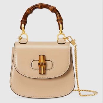 Gucci Women GG Gucci Bamboo 1947 Super Mini Bag Light Beige Leather