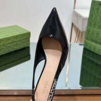 Gucci Women GG Gucci Signoria Slingback Pump Black Patent Leather Low Heel (2)