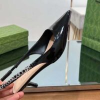 Gucci Women GG Gucci Signoria Slingback Pump Black Patent Leather Low Heel (2)