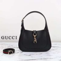 Gucci Women GG Jackie Small Shoulder Bag Black Leather Hook Closure (11)