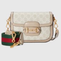 Gucci Women Gucci Horsebit 1955 GG Mini Bag Beige White GG Supreme Canvas (2)