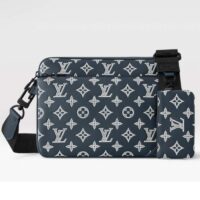 Louis Vuitton LV Unisex Trio Messenger Ink Blue White Monogram Shadow Calf Leather M24753 (1)