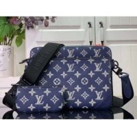 Louis Vuitton LV Unisex Trio Messenger Ink Blue White Monogram Shadow Calf Leather M24753 (1)