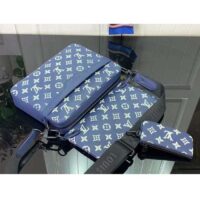 Louis Vuitton LV Unisex Trio Messenger Ink Blue White Monogram Shadow Calf Leather M24753 (1)