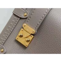 Louis Vuitton LV Women Side Trunk MM Handbag Taupe Grained Calf Leather M25072 (9)