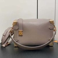 Louis Vuitton LV Women Side Trunk MM Handbag Taupe Grained Calf Leather M25072 (9)