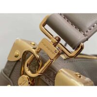 Louis Vuitton LV Women Side Trunk MM Handbag Taupe Grained Calf Leather M25072 (9)