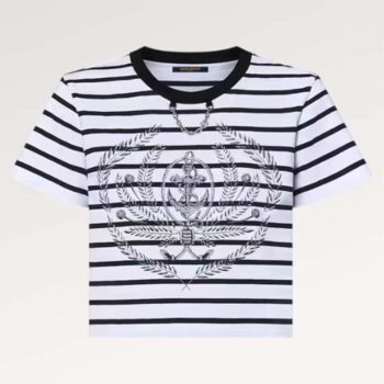 Louis Vuitton LV Women Striped Anchor Crop Top Cotton Deep Marine 1AFMTJ