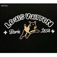 Louis Vuitton Men LV Embroidered Cotton T-Shirt Regular Fit Black 1AFQ67 (1)