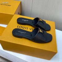 Louis Vuitton Unisex Capri Flat Mule Black Calf Leather LV Initials 1ACTME (8)