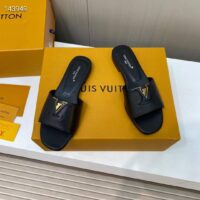 Louis Vuitton Unisex Capri Flat Mule Black Calf Leather LV Initials 1ACTME (8)