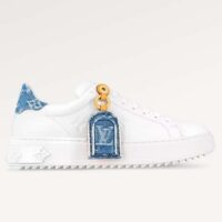 Louis Vuitton Unisex LV Time Out Sneaker Blue Calf Leather Monogram Denim 1ACHUD (5)