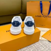 Louis Vuitton Unisex LV Time Out Sneaker Blue Calf Leather Monogram Denim 1ACHUD (5)